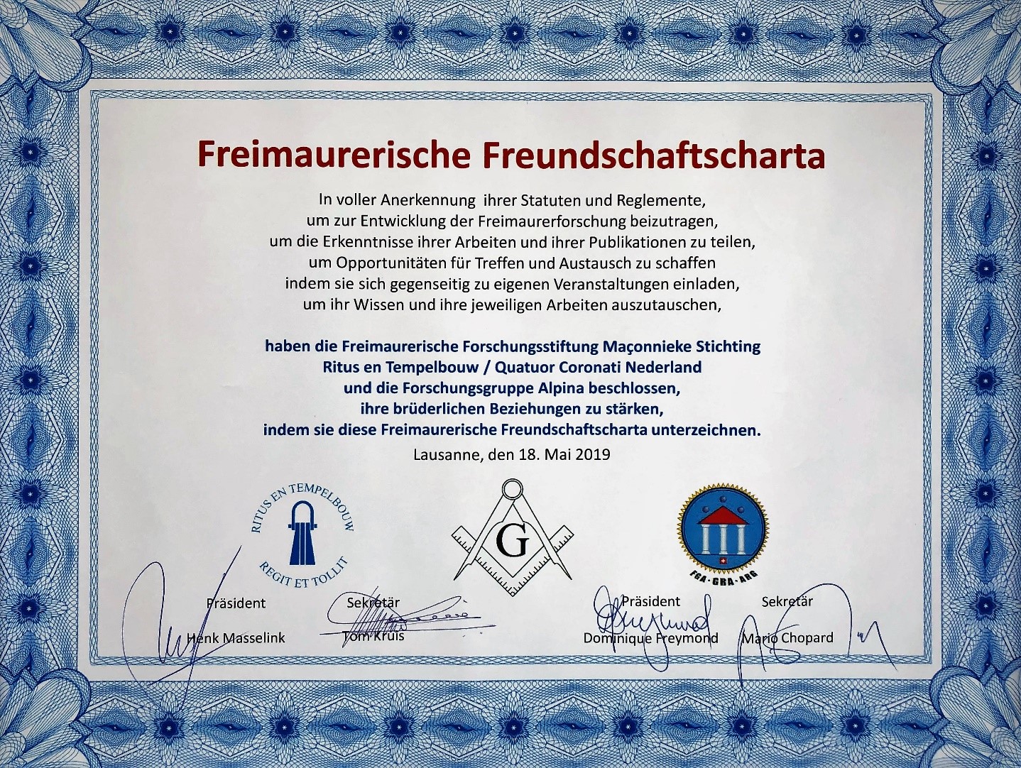 Freimauerische Freundschaftscharta